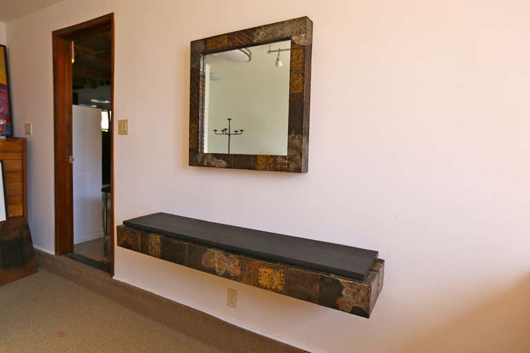 Brutalist Mirror and Console Table by Paul Evans 1