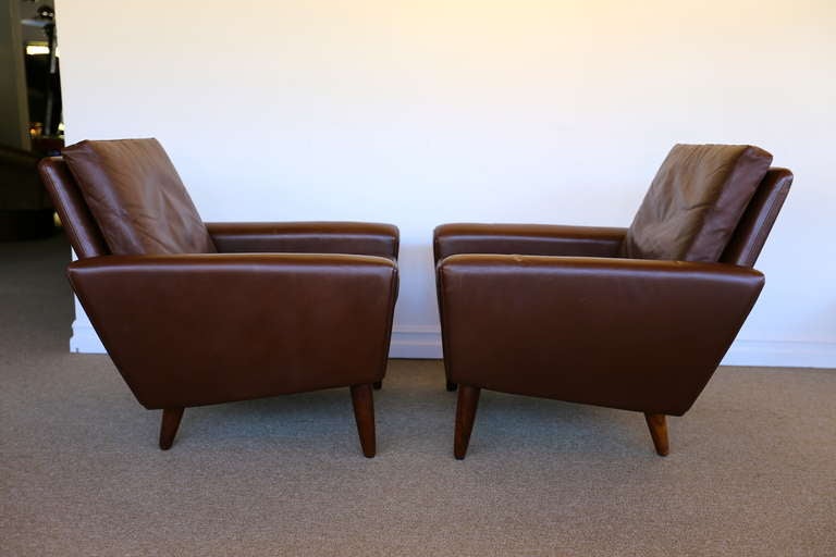 Pair of Leather and Rosewood Lounge Chairs by  G. Thams for A/S Vejen 3