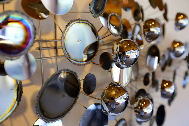 American Chrome Raindrop Wall Sculpture by Curtis Jere 70's