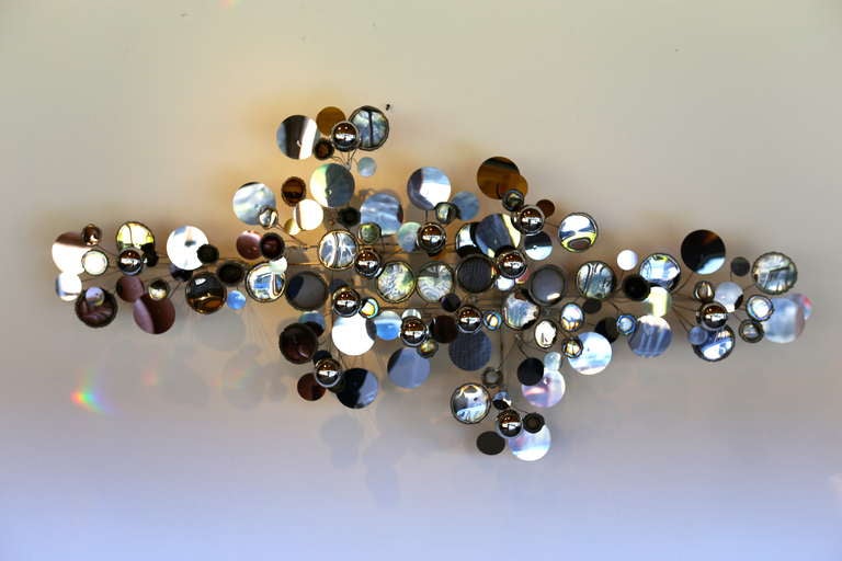 Chrome Raindrop Wall Sculpture by Curtis Jere 70's In Excellent Condition In Costa Mesa, CA