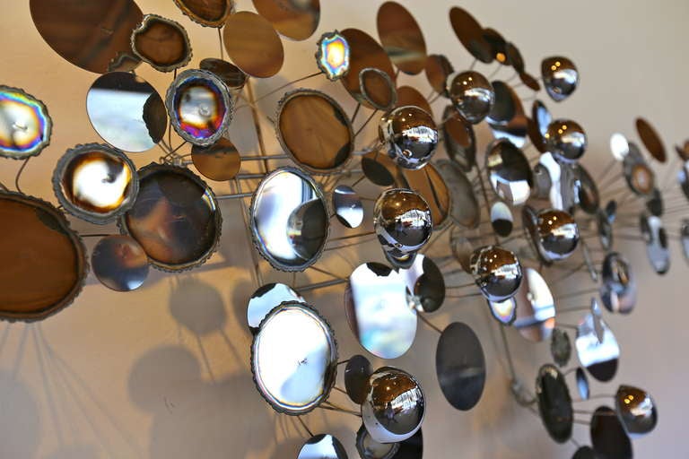 Late 20th Century Chrome Raindrop Wall Sculpture by Curtis Jere 70's