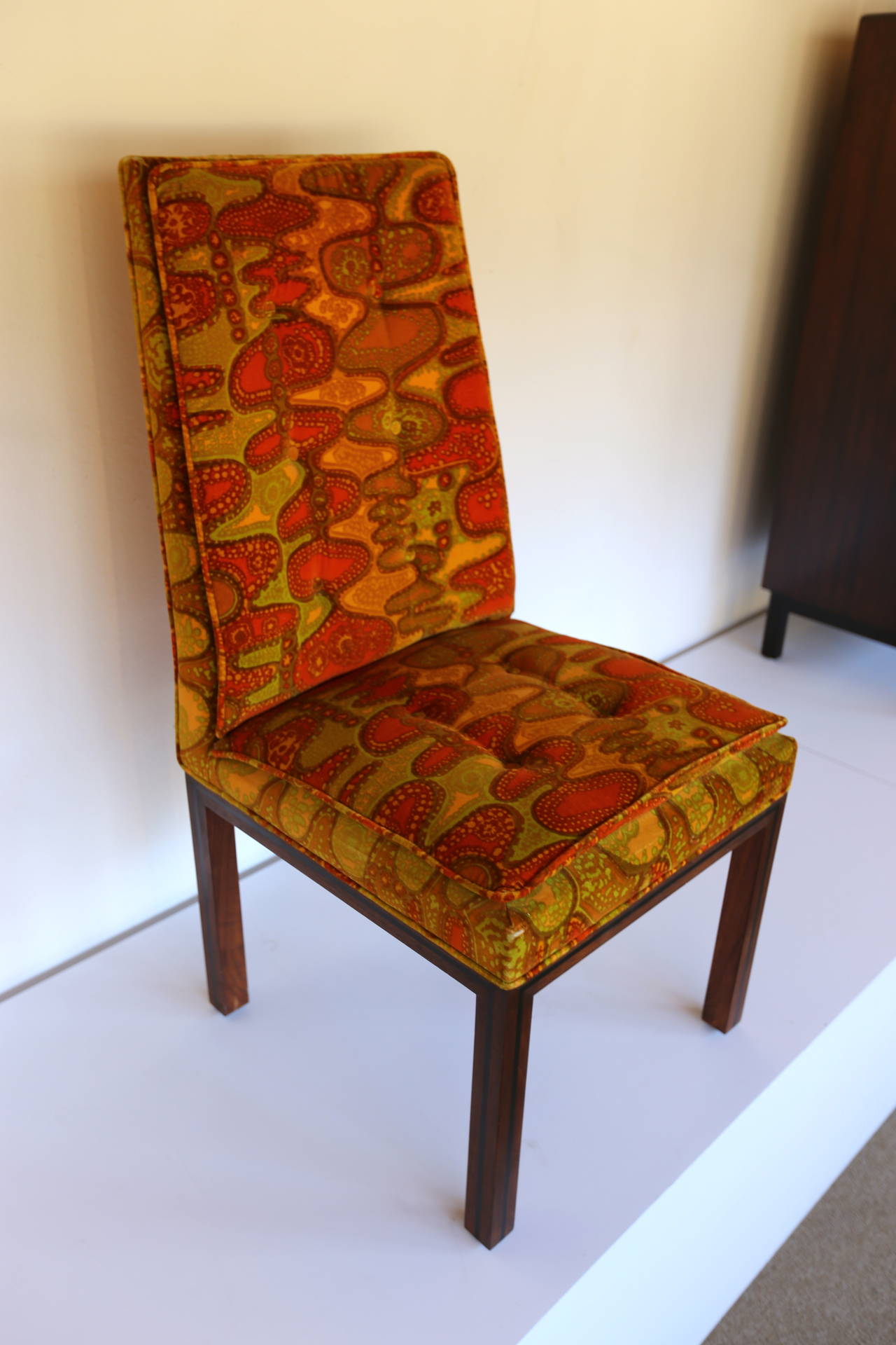 Set of Six Dining Chairs by Robert Baron with Original Jack Lenor Larsen Fabric 2