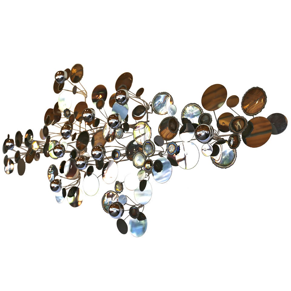Chrome Raindrop Wall Sculpture by Curtis Jere 70's