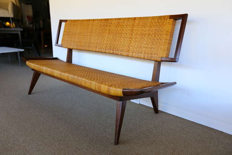 Mid-Century Modern Paul Laszlo Caned Sofa Bench