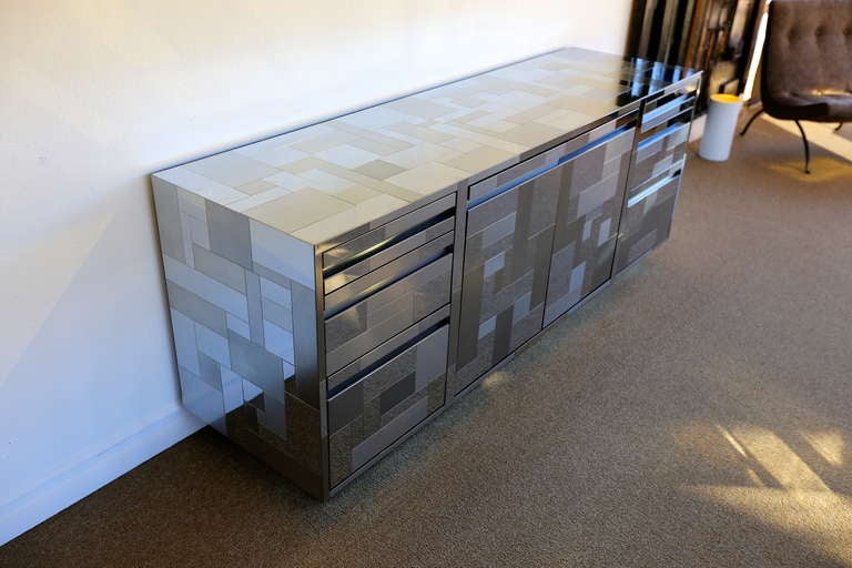 Paul Evans Signed Cityscape Credenza In Excellent Condition In Costa Mesa, CA