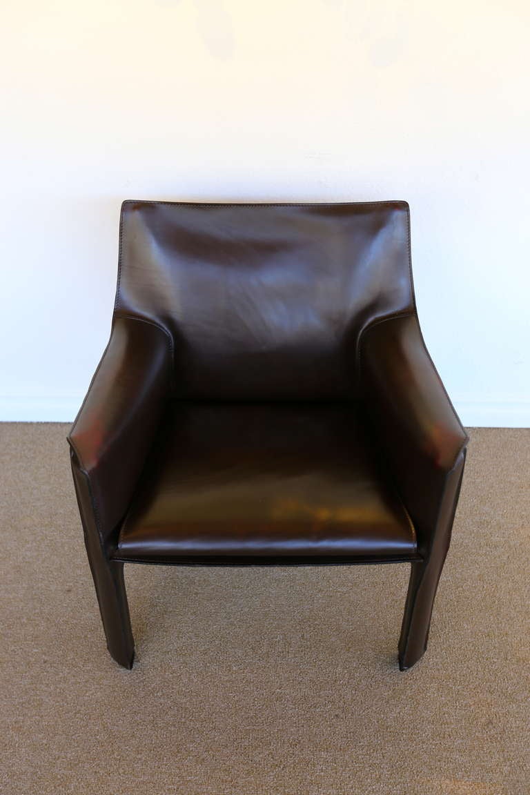 Italian Mario Bellini Leather Cab Lounge Chair for Cassina