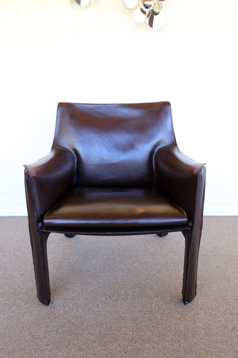 Mario Bellini Leather Cab Lounge Chair for Cassina In Excellent Condition In Costa Mesa, CA