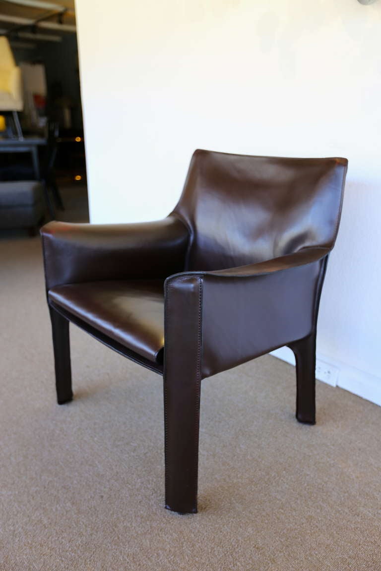 Mario Bellini Leather Cab Lounge Chair for Cassina.