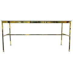 Polished Brass and Vitrolite Console Table by Paul McCobb