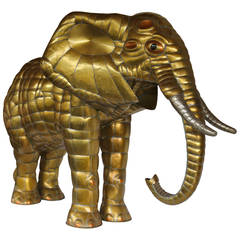 Large Brass Elephant Sculpture by Sergio Bustamante