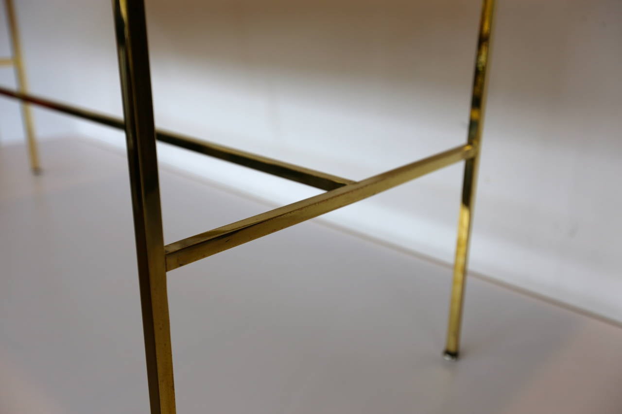 20th Century Polished Brass and Vitrolite Console Table by Paul McCobb