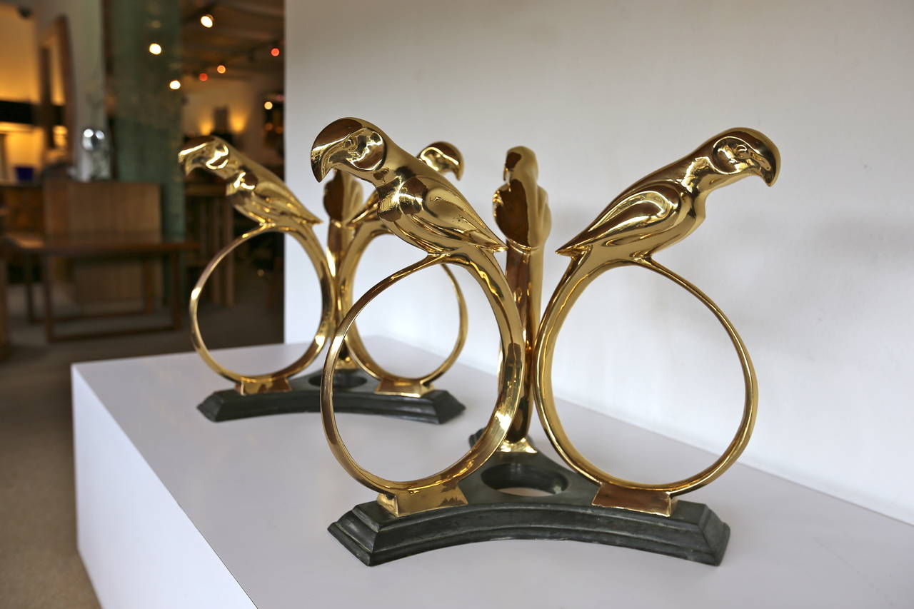 20th Century Pair of Brass Parrot Side Tables