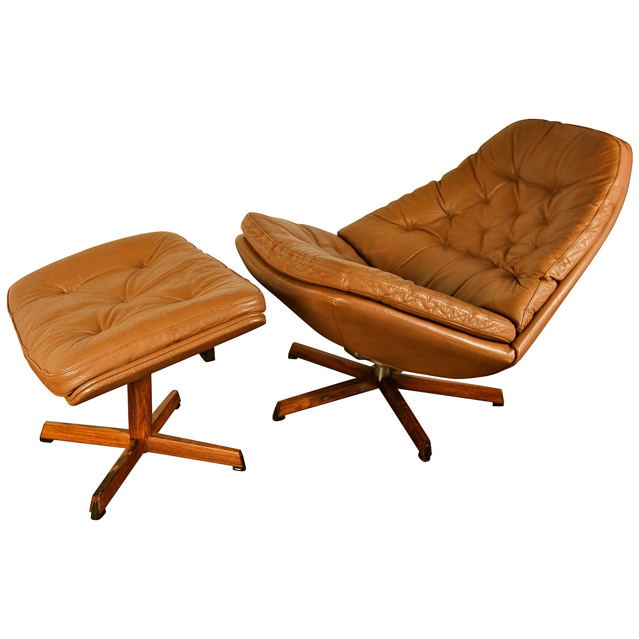 Leather Lounge Chair and Ottoman by H.W. Klein