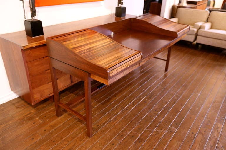 Rosewood Roll-Top Desk by Edward Wormley for Dunbar, circa 1950