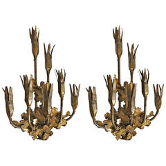 Pair of Brutal Torch Cut Sconces by Tom Greene