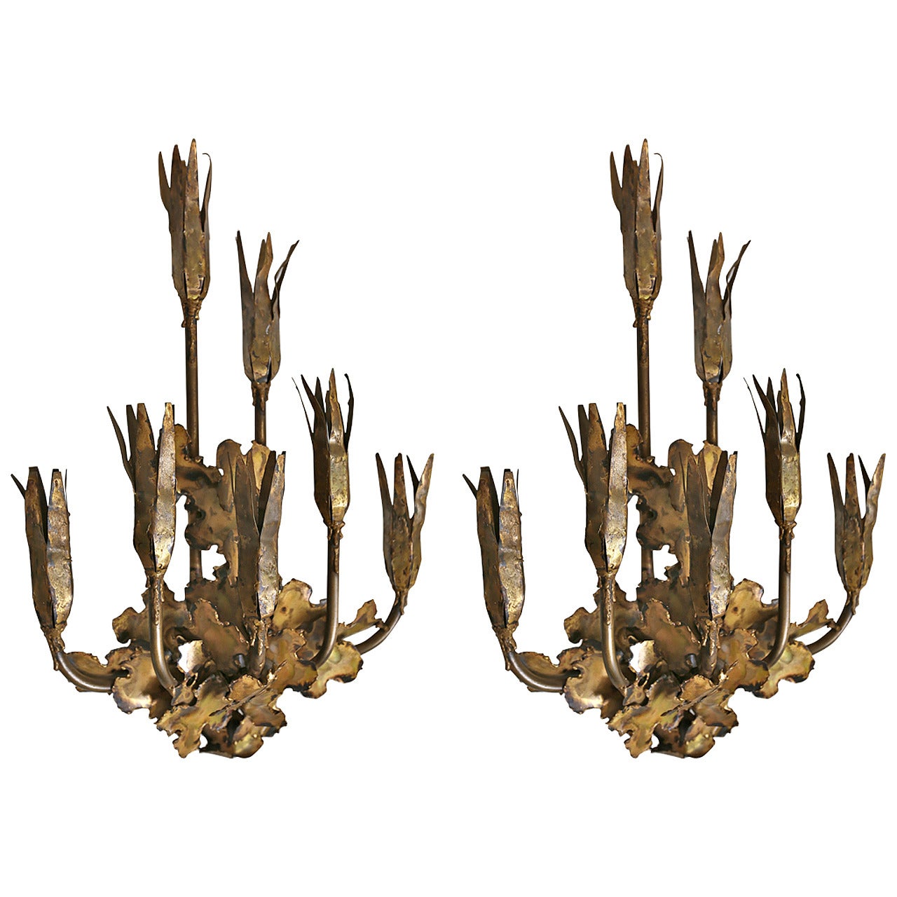 Pair of Brutal Torch Cut Sconces by Tom Greene