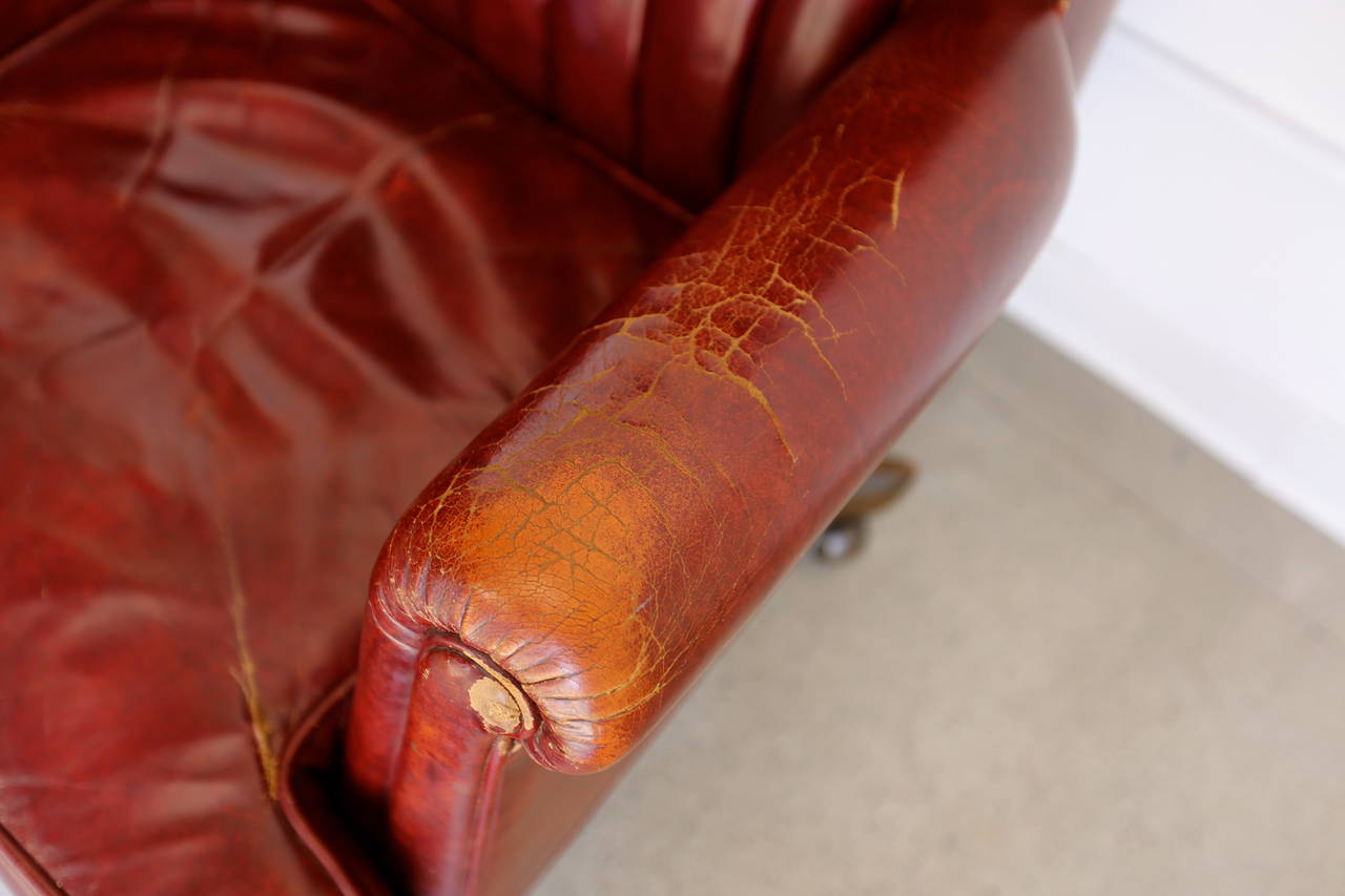 Distressed Leather Executive Desk Chair by Monteverdi-Young In Good Condition In Costa Mesa, CA