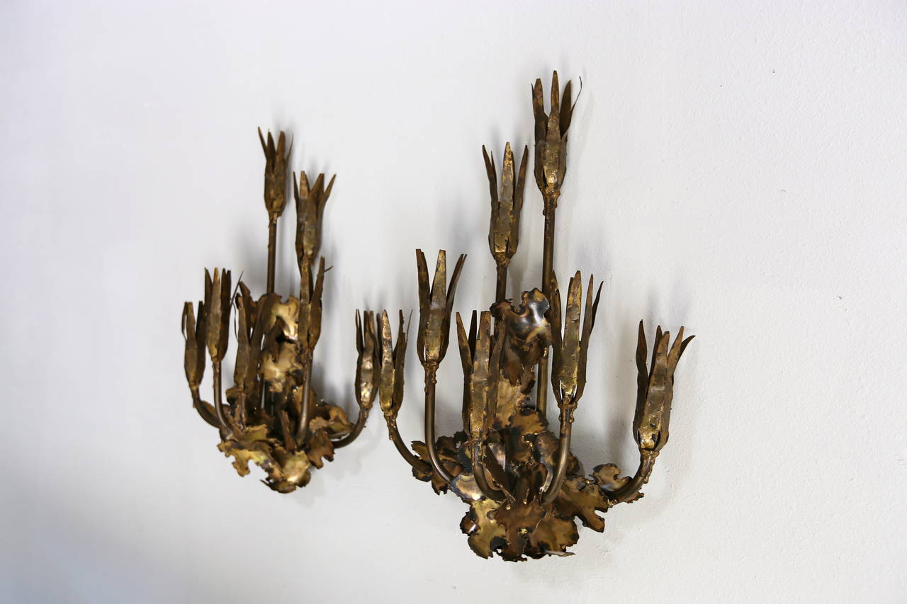 Pair of Brutal Torch Cut Sconces by Tom Greene In Excellent Condition In Costa Mesa, CA
