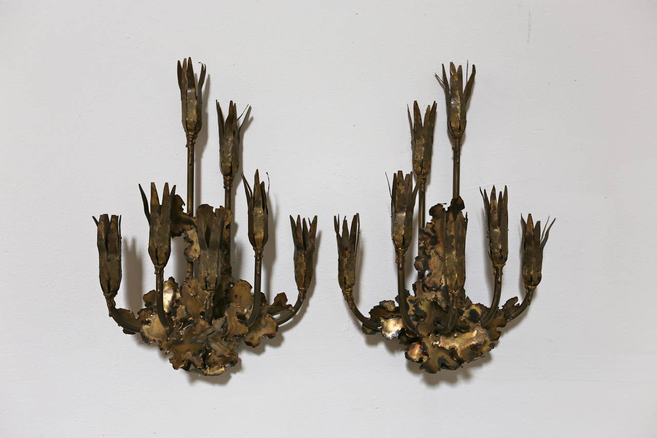 Pair of Brutal Torch Cut Sconces by Tom Greene 2