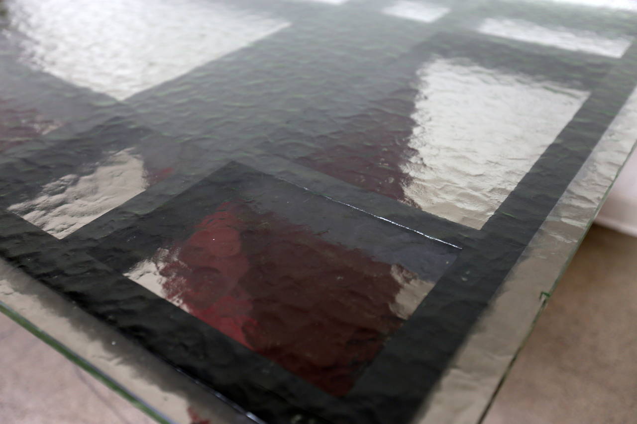 Rare "Pebble Glass" and Combed Wood Dining Table by Paul Frankl at