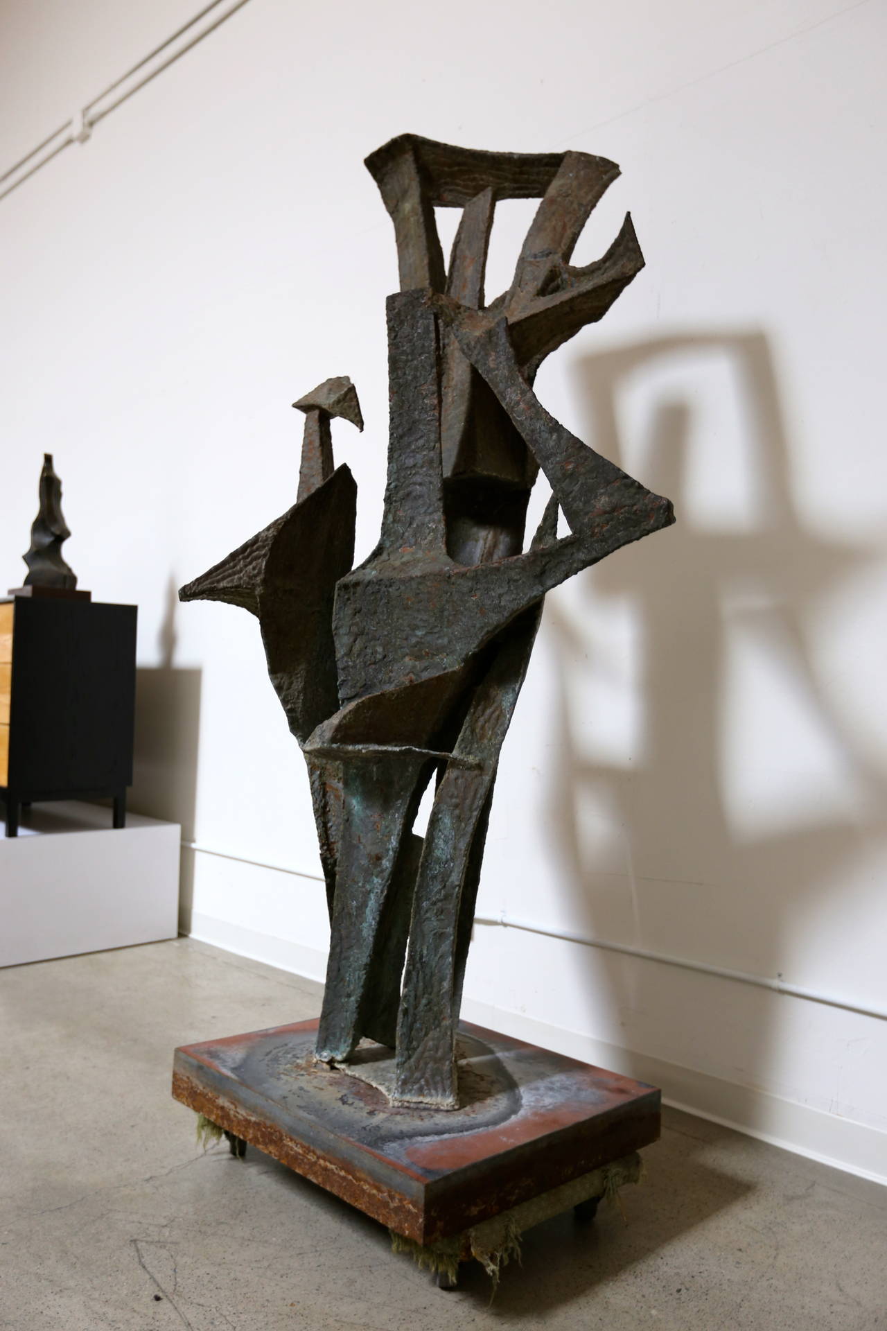 Patinated Monumental Abstract Brutalist Sculpture