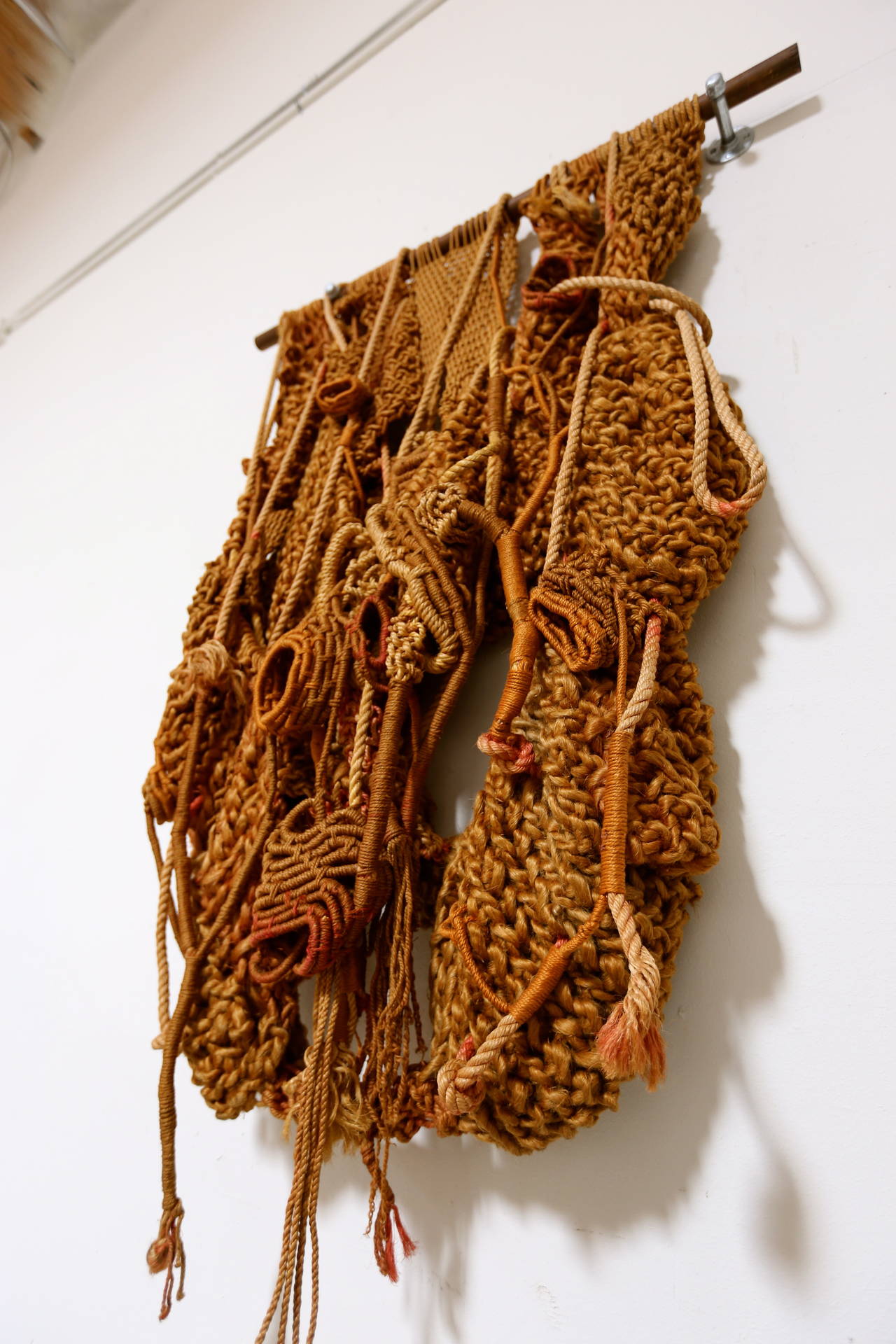 Large Sculptural Macrame Wall Hanging In Good Condition In Costa Mesa, CA