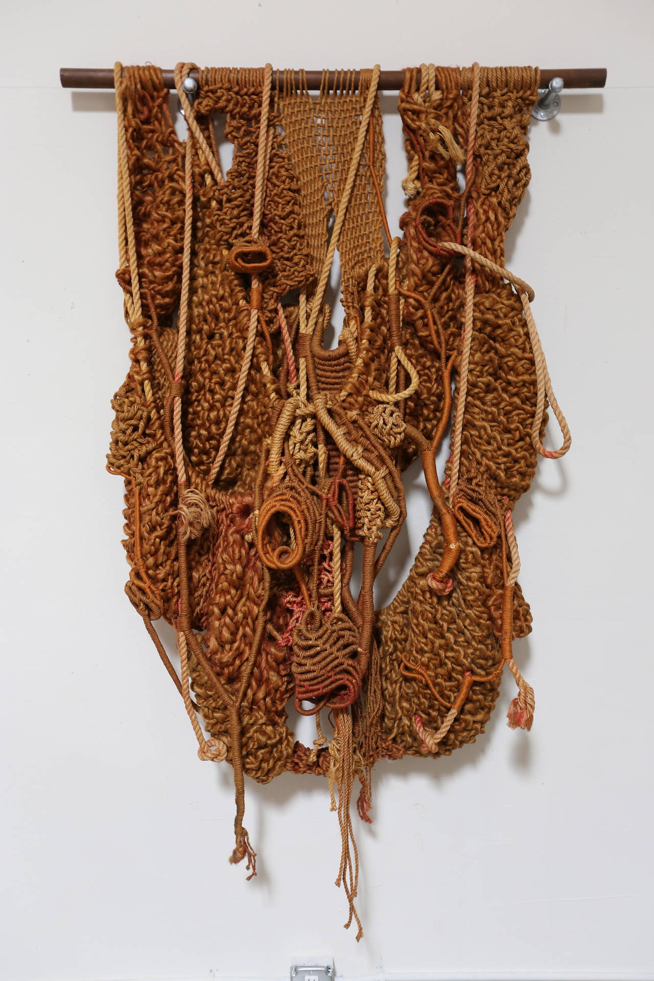 Large Sculptural Macrame / Tapestry Wall Hanging.  Measures 48