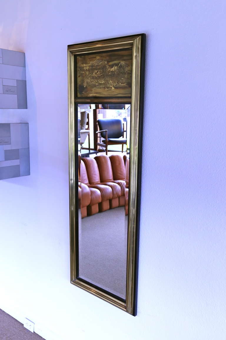 Mid-Century Modern Brass Mirror by Bernhard Rohne for Mastercraft