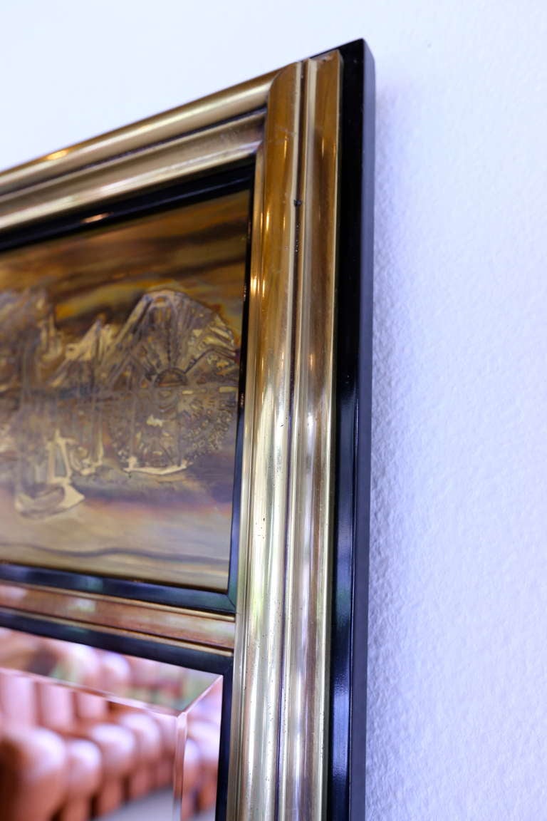 Brass Mirror by Bernhard Rohne for Mastercraft In Excellent Condition In San Juan Capistrano, CA