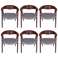 Set of Six Sculptural Dining Chairs by Erik Kirkegaard for Dux