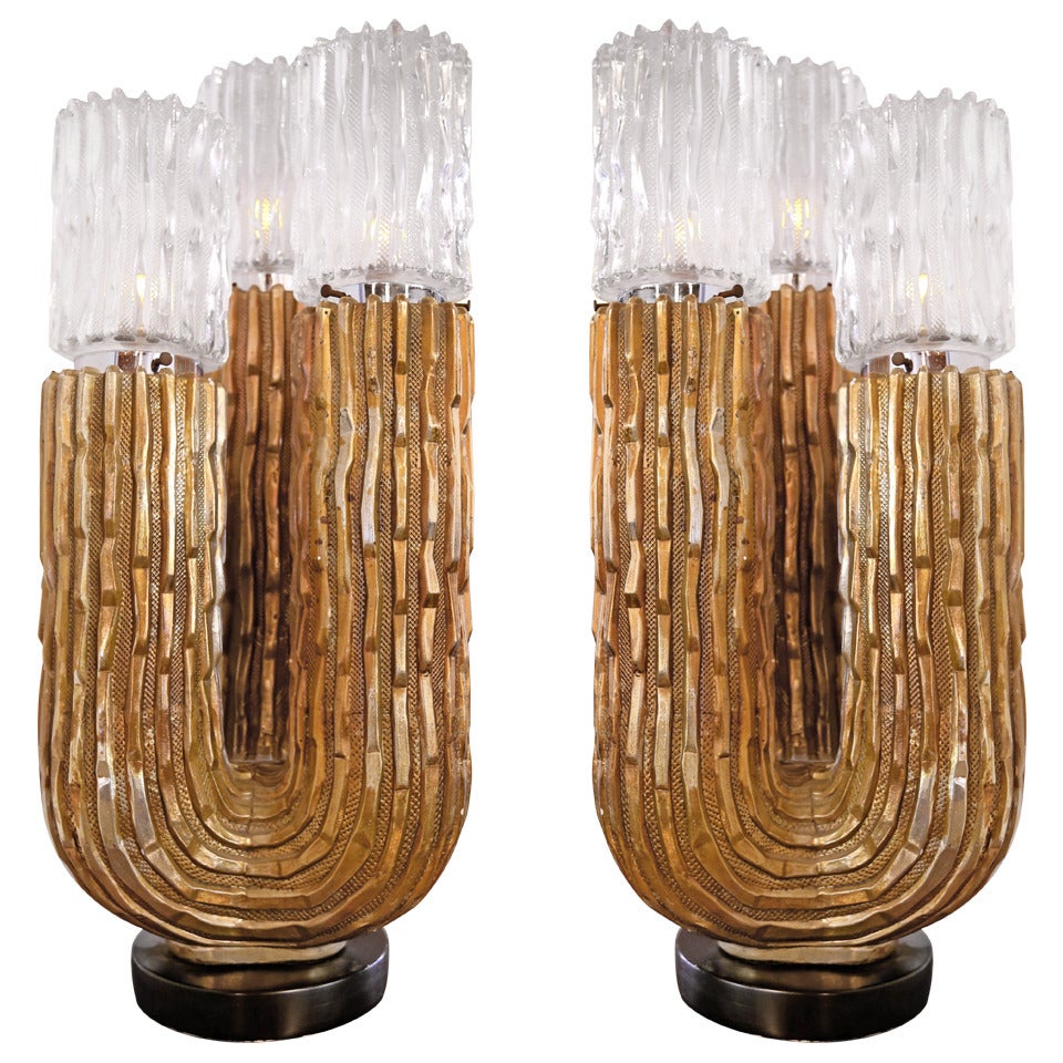 Pair of Sculptural Organic Cactus Lamps 1971