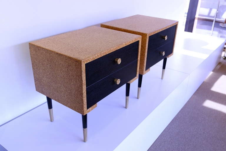 Mid-20th Century Pair of Cork Nightstands by Paul Frankl for Johnson Furniture Co.