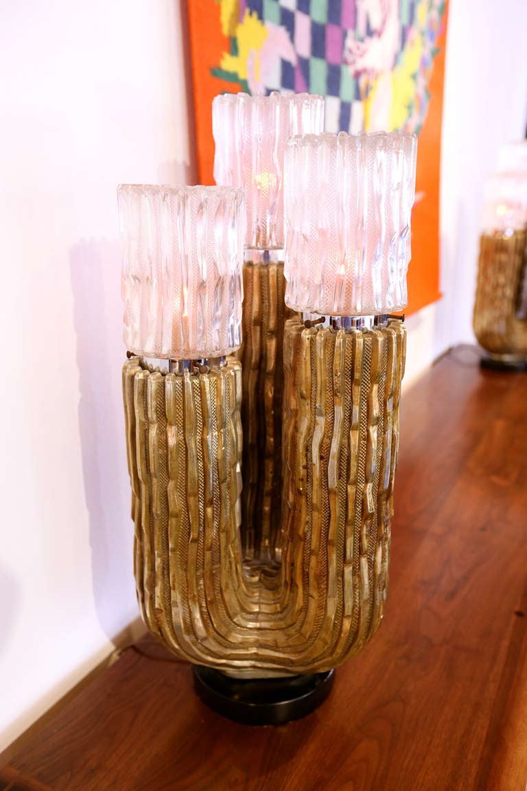 Unknown Pair of Sculptural Organic Cactus Lamps 1971