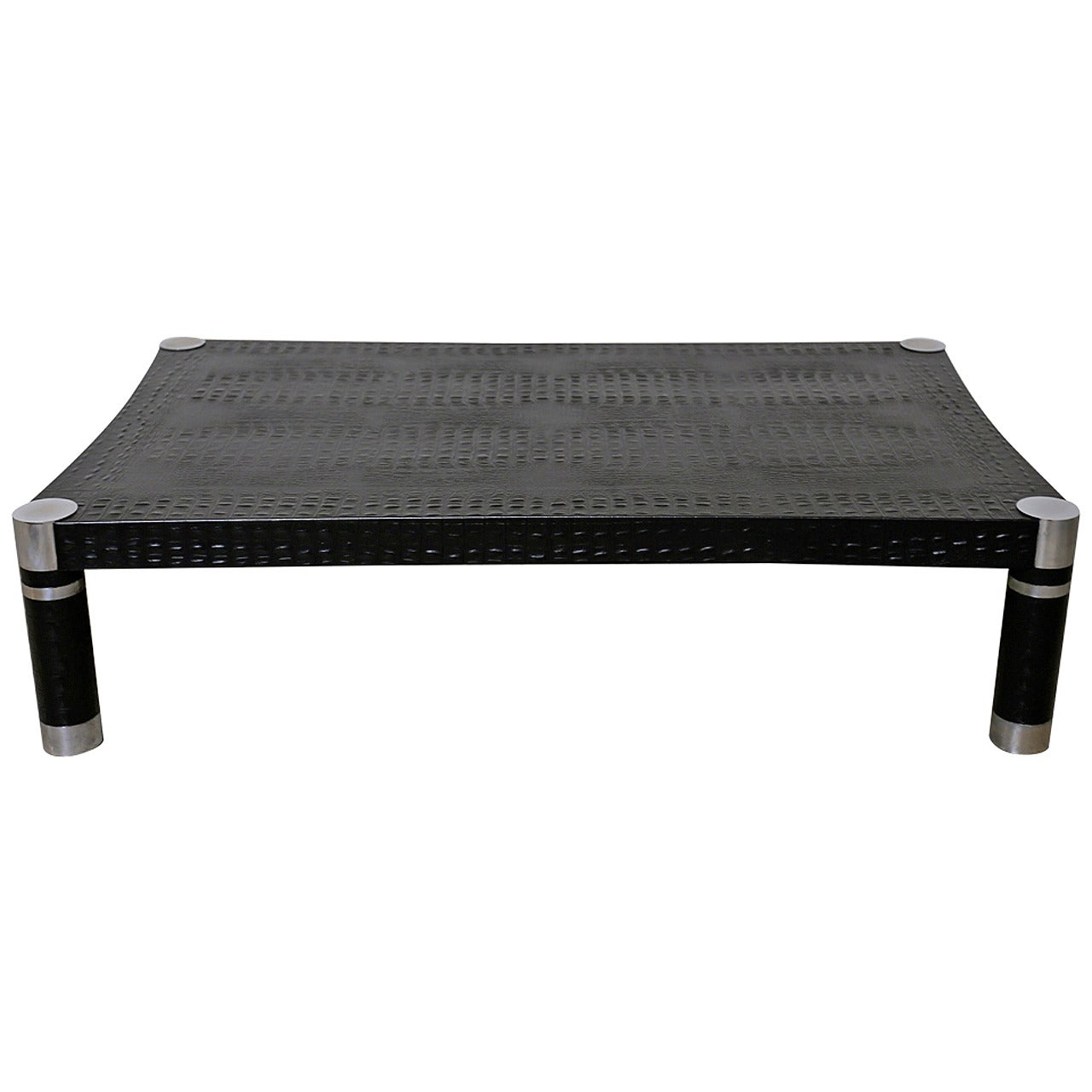 Alligator Embossed Leather Coffee Table by Karl Springer