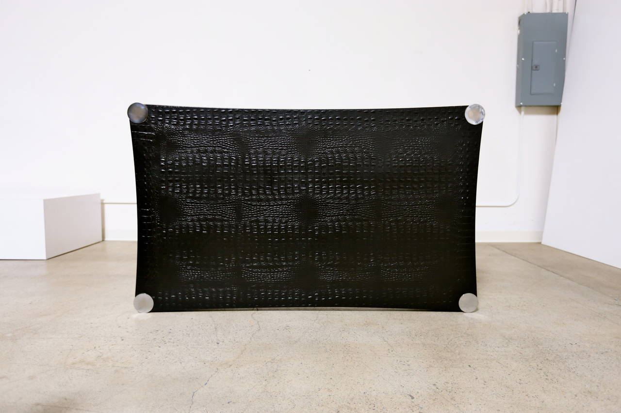 Alligator Embossed Leather Coffee Table by Karl Springer 1