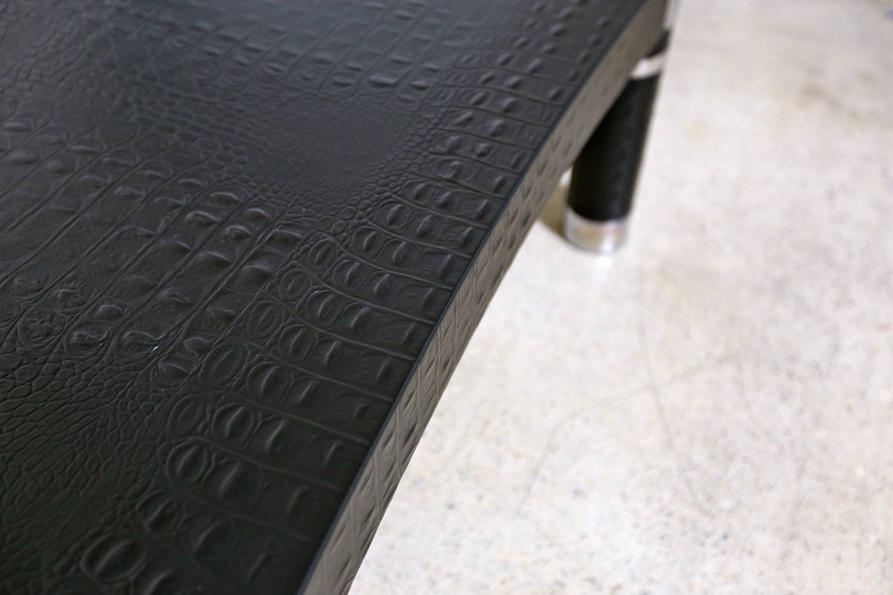 20th Century Alligator Embossed Leather Coffee Table by Karl Springer