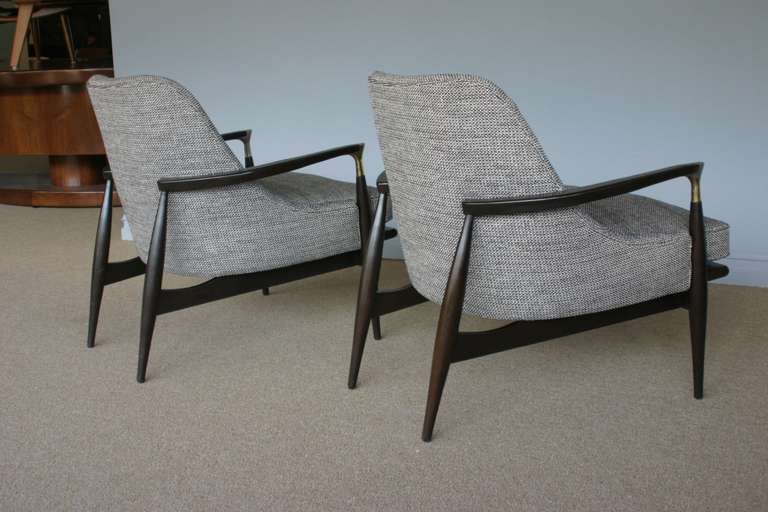 Pair of lounge chairs att: Ib Kofod Larsen In Excellent Condition In Costa Mesa, CA
