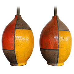 Pair of Ceramic Table Lamps by Raymor Italy