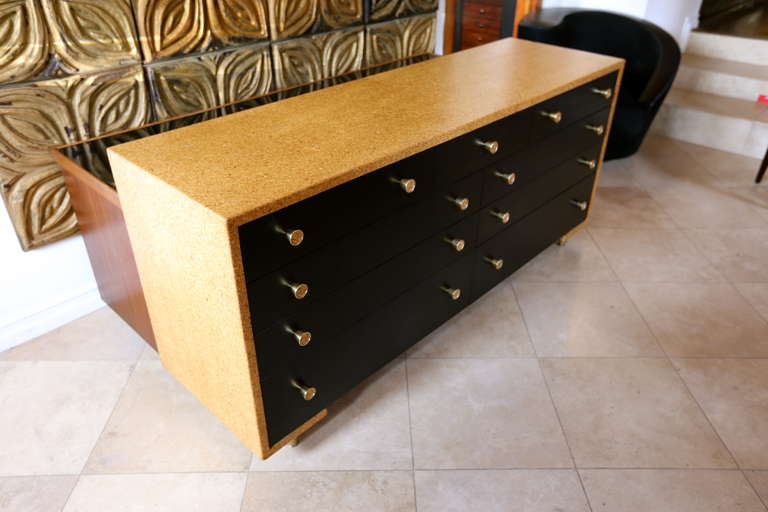 American Rare Cork Clad Dresser by Paul Frankl for Johnson Furniture Co.