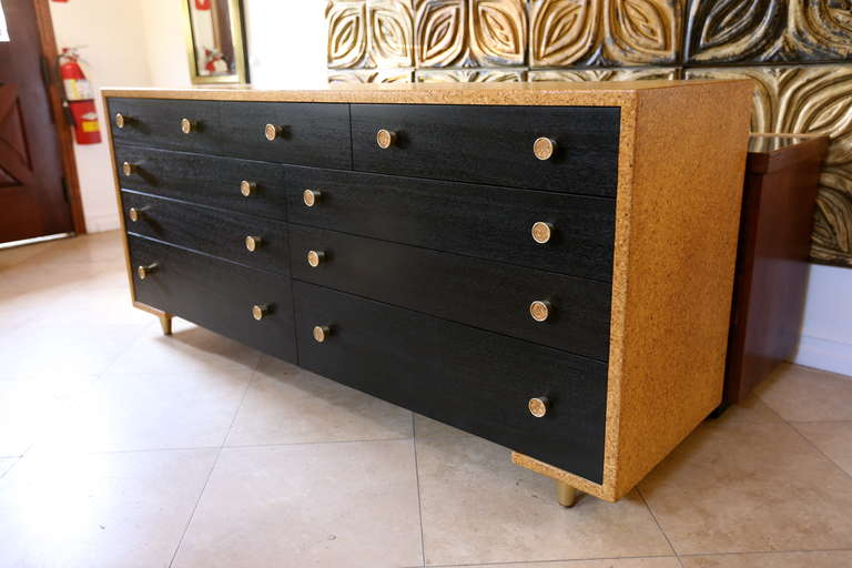 Rare cork clad dresser by Paul Frankl for Johnson Furniture Co.