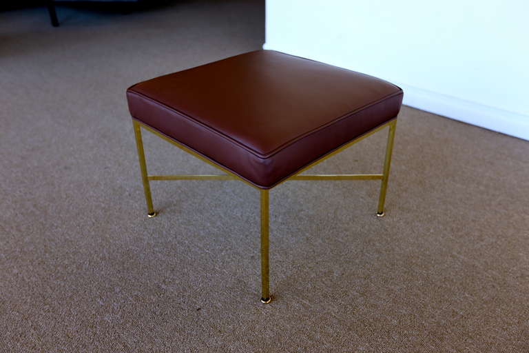 American Brass & Leather Stool By Paul McCobb for Directional