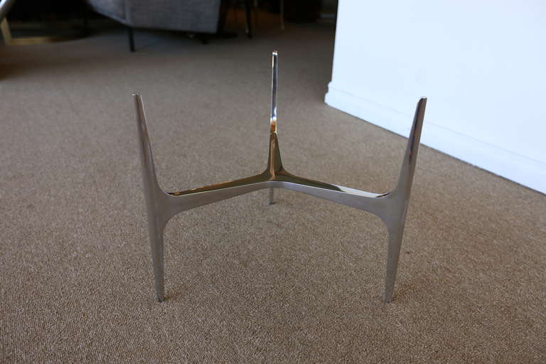 Sculptural Tripod Polished Aluminum Side Table by Knut Hesterberg 2