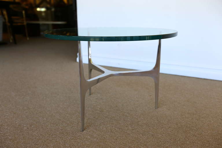 Mid-Century Modern Sculptural Tripod Polished Aluminum Side Table by Knut Hesterberg