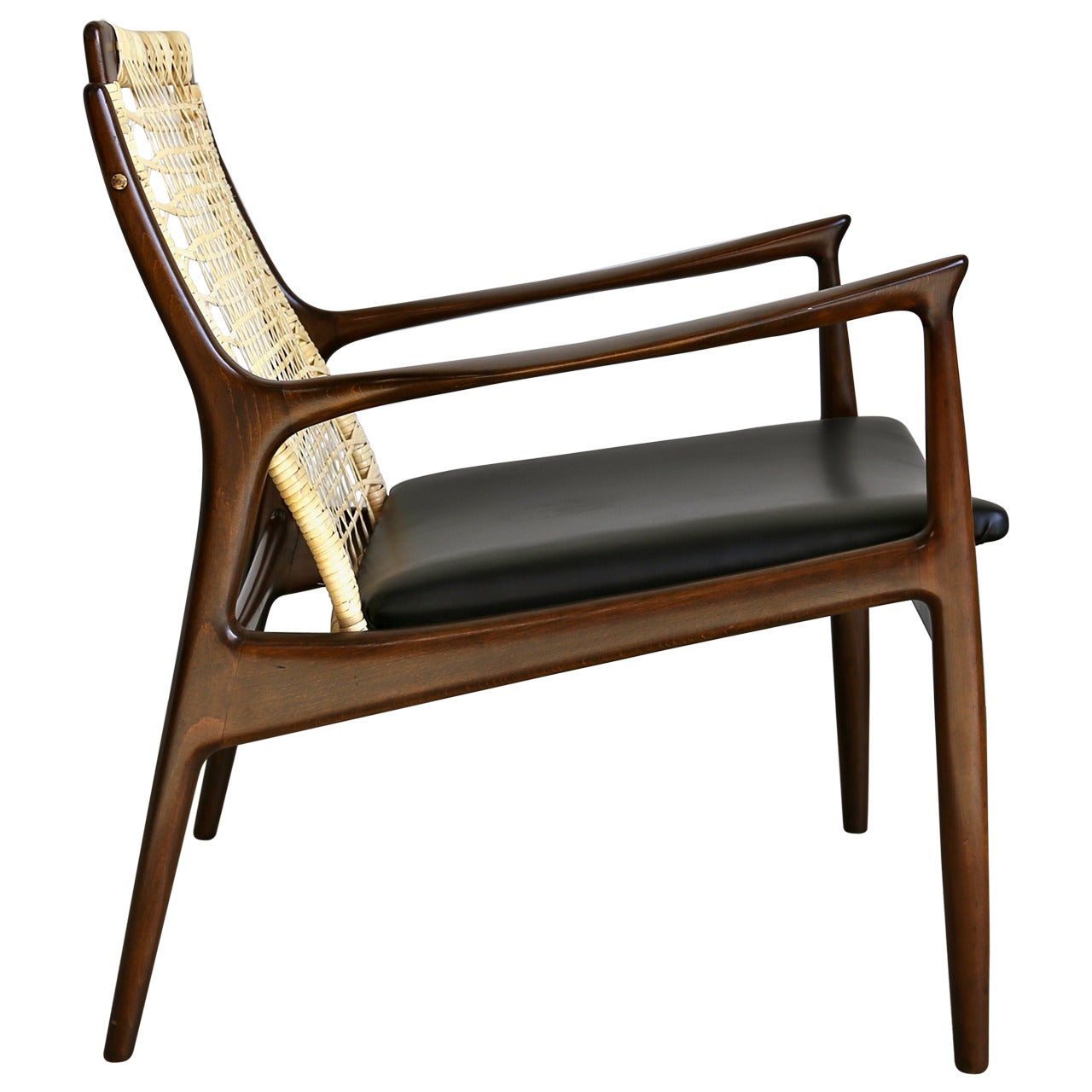 Caned Lounge Chair by Ib Kofod Larsen for Selig of Denmark