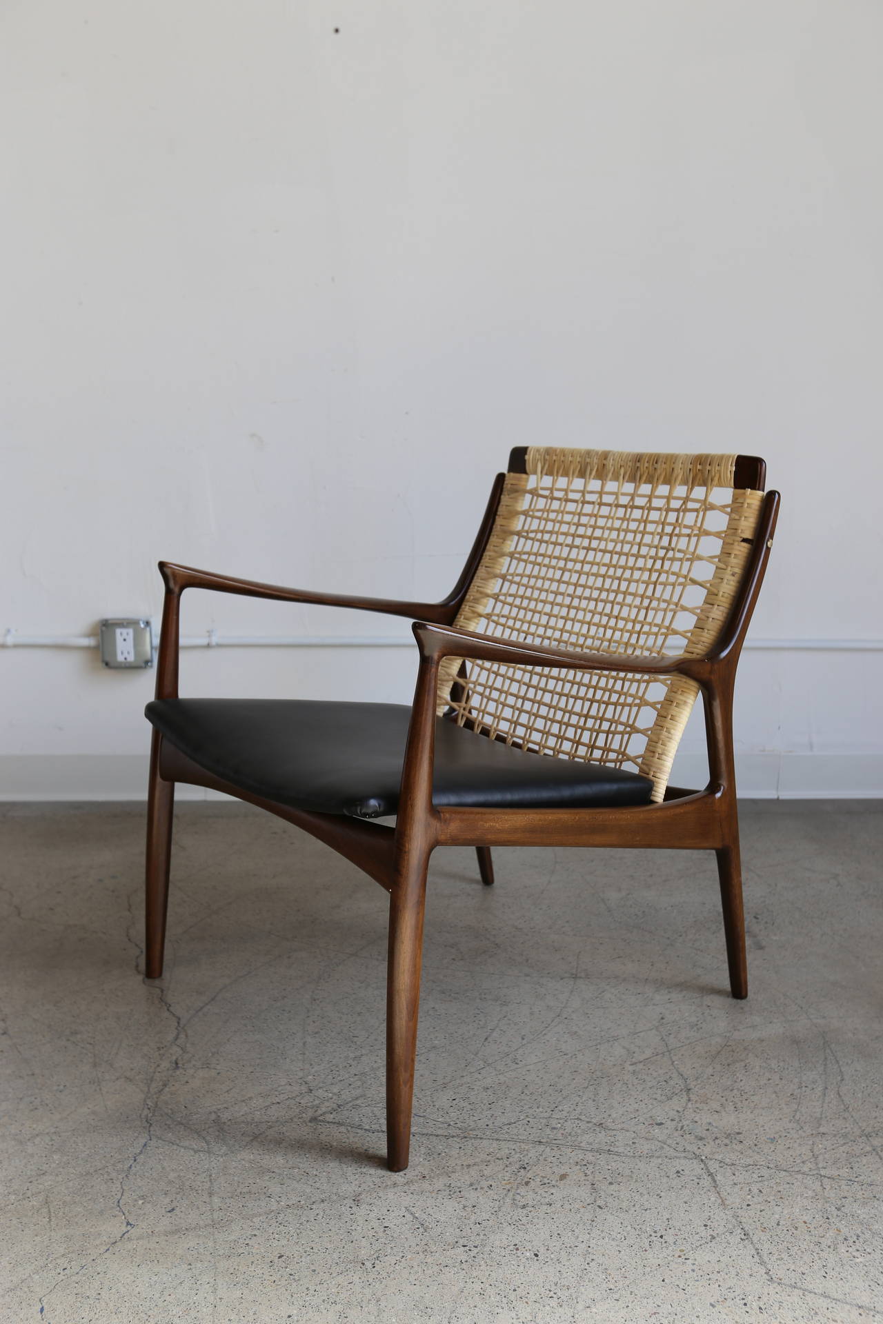 Caned Lounge Chair by Ib Kofod Larsen for Selig of Denmark 2