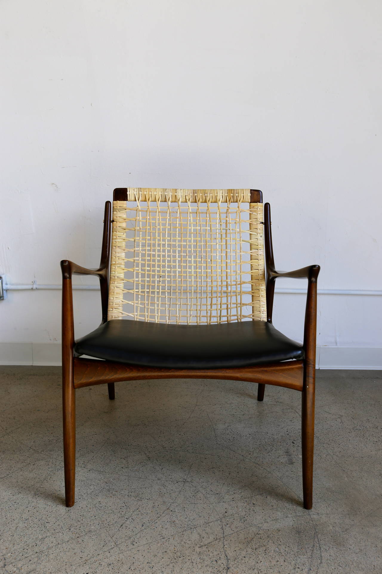 Danish Caned Lounge Chair by Ib Kofod Larsen for Selig of Denmark