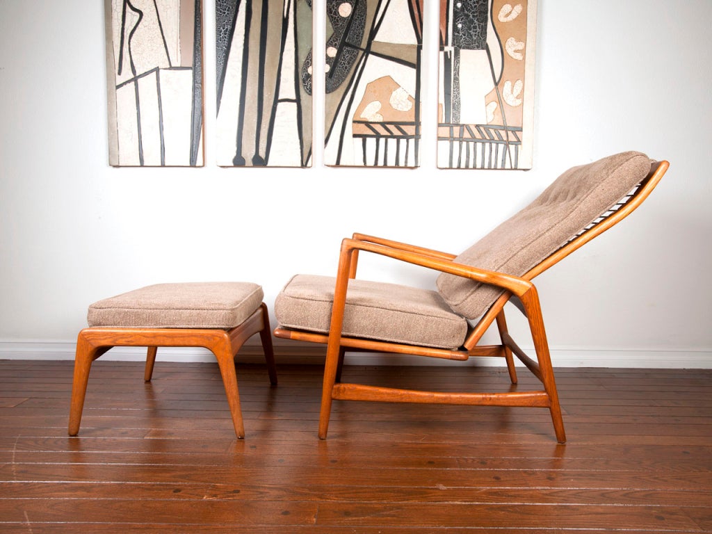 Danish Reclining lounge chair and ottoman by Kofod Larsen for Selig