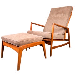 Reclining lounge chair and ottoman by Kofod Larsen for Selig