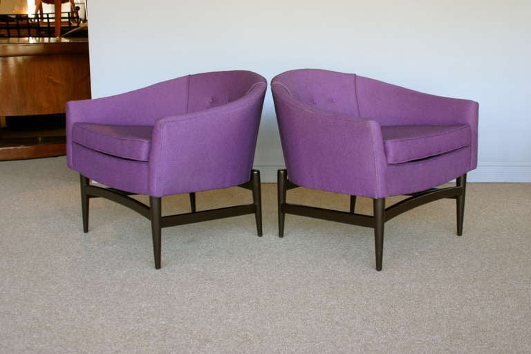 Pair of lounge chairs by Lawrence Peabody.  New upholstery.  New
