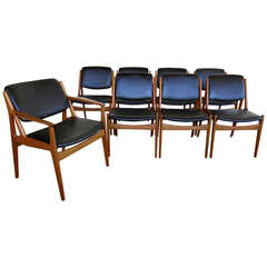 Set of Eight " Tilt Back " Dining Chairs by Arne Vodder